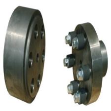 Brake drum with extended hub and rubber-elements coupling